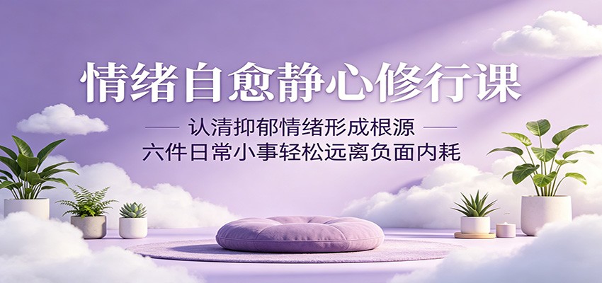 情绪自愈静心修行课：认清抑郁情绪形成根源，六件日常小事轻松远离负面内耗-猴哥VIP资源站