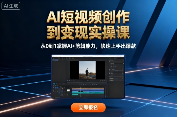 AI短视频创作到变现实操课，从0到1掌握AI+剪辑能力，快速上手出爆款(更新10月)-猴哥VIP资源站