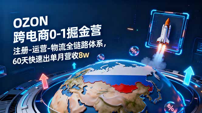 OZON跨境电商0-1掘金营:注册-运营-物流全链路体系,60天快速出单月营收8w-猴哥VIP资源站