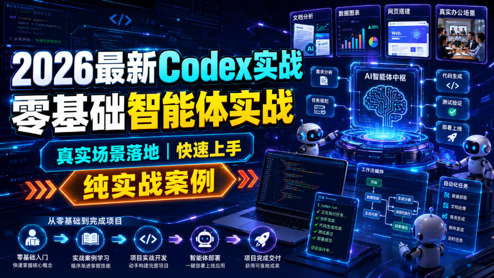2026最新Codex实战零基础智能体实战,真实场景落地,快速上手,纯实战案例-猴哥VIP资源站