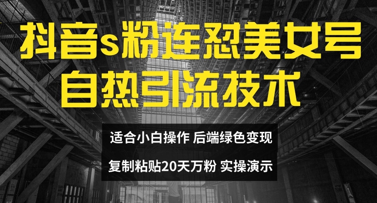 抖音s粉连怼美女号自热引流技术复制粘贴,20天万粉账号,无需实名制,矩阵操作【揭秘】-猴哥VIP资源站