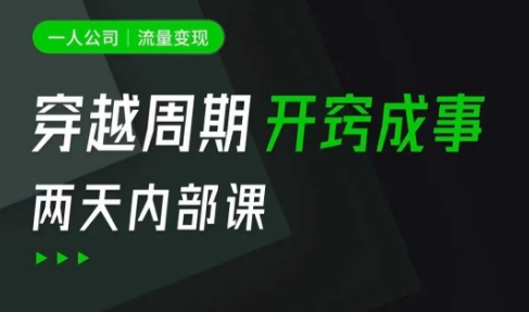 一人公司:流量变现课,一人公司的方法模型拆解, 拆解富人思维,流量思维,小老板思维等-猴哥VIP资源站
