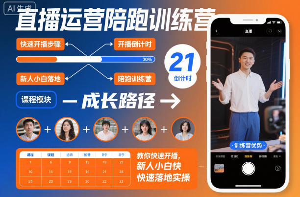 直播运营陪跑训练营，教你快速开播，新人小白快速落地实操-猴哥VIP资源站