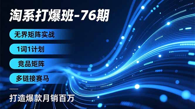 淘系打爆班-76期，无界矩阵实战，1词1计划、竞品矩阵、多链接赛马，打造爆款月销百万-猴哥VIP资源站