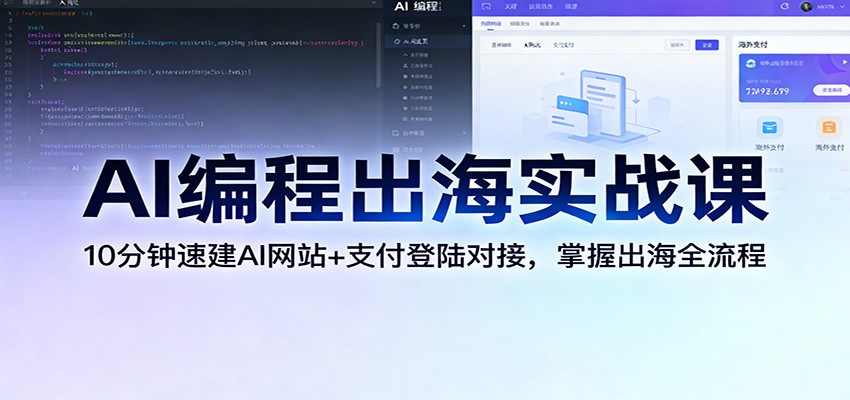 AI编程出海实战课：10分钟速建AI网站+支付登陆对接，掌握出海全流程-猴哥VIP资源站
