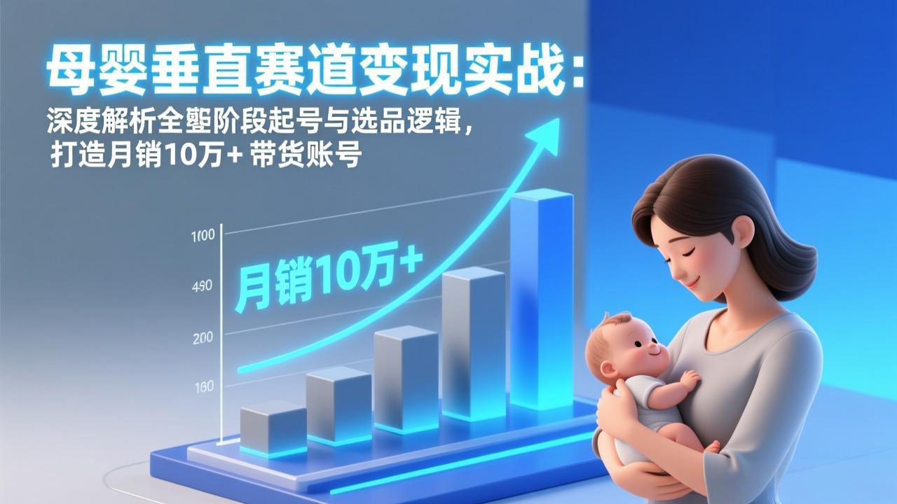 母婴垂直赛道变现实战：深度解析三大阶段起号与选品逻辑，打造月销10万+带货账号-猴哥VIP资源站