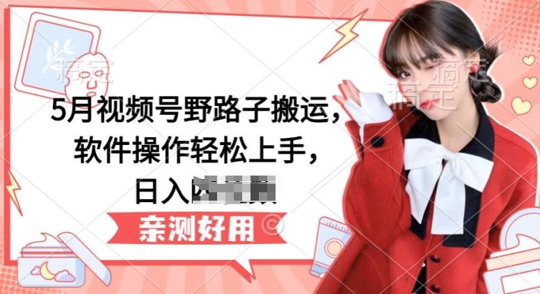 5月视频号野路子搬运,软件操作轻松上手,日入三位数【揭秘】-猴哥VIP资源站