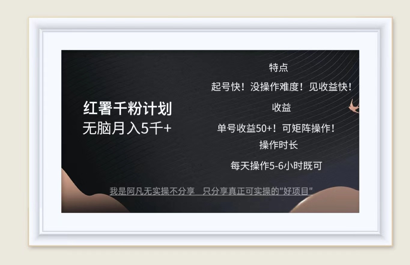 红薯千粉计划无脑月入5千+！既做既赚！-猴哥VIP资源站