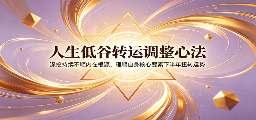 人生低谷转运调整心法:深挖持续不顺内在根源,理顺自身核心要素下半年扭转运势-猴哥VIP资源站