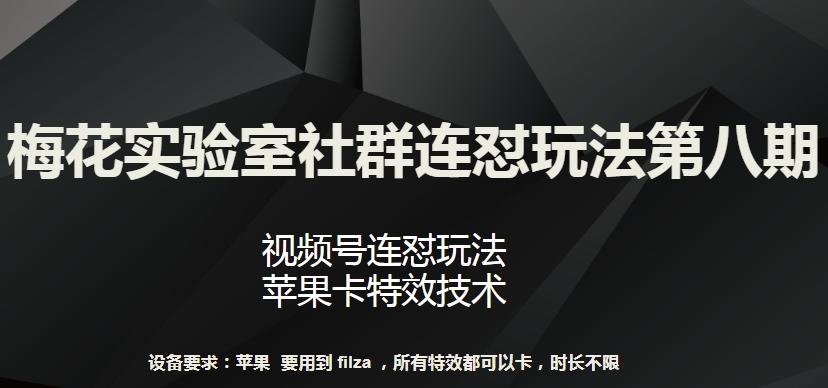 梅花实验室社群连怼玩法第八期，视频号连怼玩法 苹果卡特效技术【揭秘】-猴哥VIP资源站