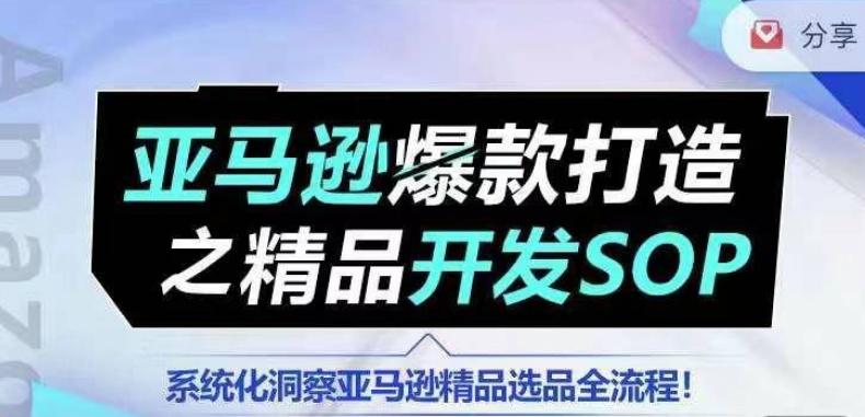 【训练营】亚马逊爆款打造之精品开发SOP，系统化洞察亚马逊精品选品全流程-猴哥VIP资源站