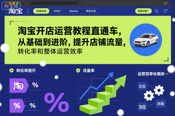 淘宝开店运营教程直通车，从基础到进阶，提升店铺流量，转化率和整体运营效率(更新26年3月)-猴哥VIP资源站