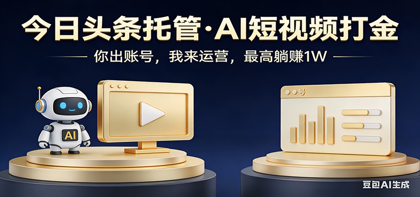 头条号AI托管，我提供作品，你提供账号，每天5分钟发布，小白躺赚3000+-猴哥VIP资源站