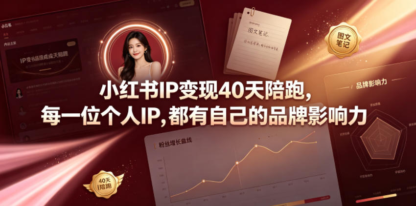 小红书IP变现40天陪跑，每一位个人IP，都有自己的品牌影响力-猴哥VIP资源站