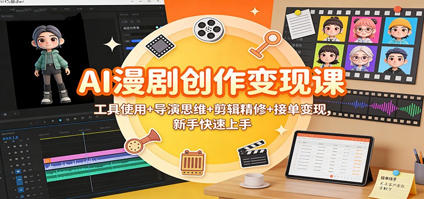 AI漫剧创作变现课：工具使用+导演思维+剪辑精修+接单变现，新手快速上手-猴哥VIP资源站