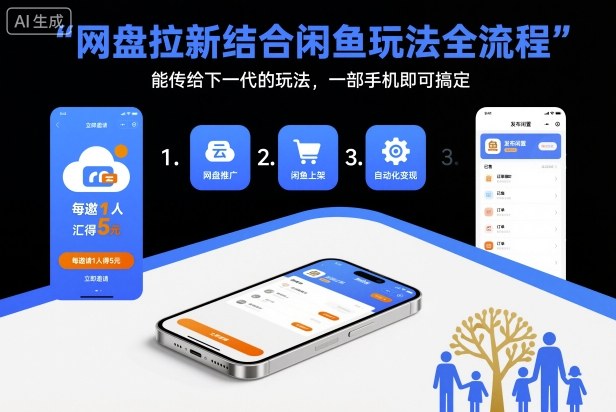 网盘拉新结合闲鱼玩法全流程，能传给下一代的玩法，一部手机即可搞定(附入口渠道以及实操教程)-猴哥VIP资源站