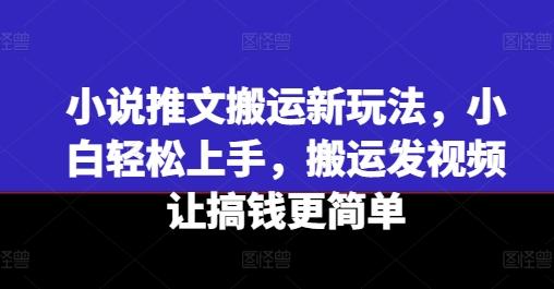 小说推文搬运新玩法，小白轻松上手，搬运发视频让搞钱更简单-猴哥VIP资源站