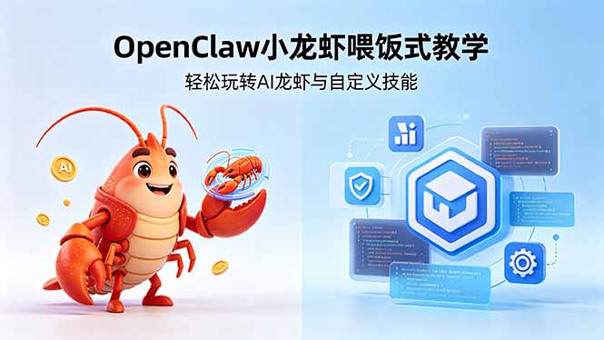 不用懂技术!OpenClaw小龙虾喂饭式教学,轻松玩转AI龙虾与自定义技能-猴哥VIP资源站