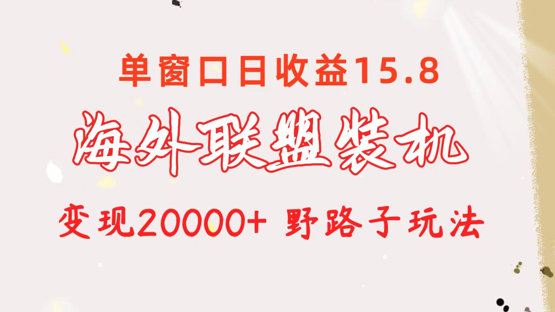 海外联盟装机 单窗口日收益15.8  变现20000+ 野路子玩法-猴哥VIP资源站