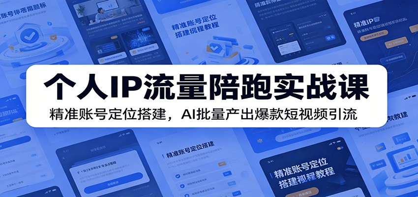 个人IP流量陪跑实战课:精准账号定位搭建,AI批量产出爆款短视频引流-猴哥VIP资源站