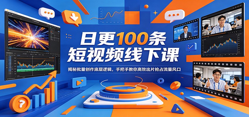 日更100条短视频线下课：揭秘批量创作底层逻辑，手把手教你高效出片抢占流量风口-猴哥VIP资源站