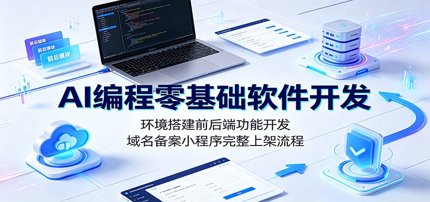 AI编程零基础软件开发：环境搭建前后端功能开发，域名备案小程序完整上架流程-猴哥VIP资源站