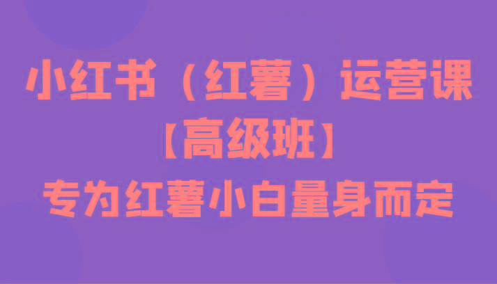 小红书(红薯)运营课【高级班】,专为红薯小白量身而定(42节课)-猴哥VIP资源站