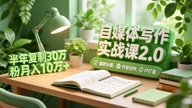 自媒体写作实战课2.0，爆款标题、内容结构、IP打造，半年复制30万粉月入10万+-猴哥VIP资源站