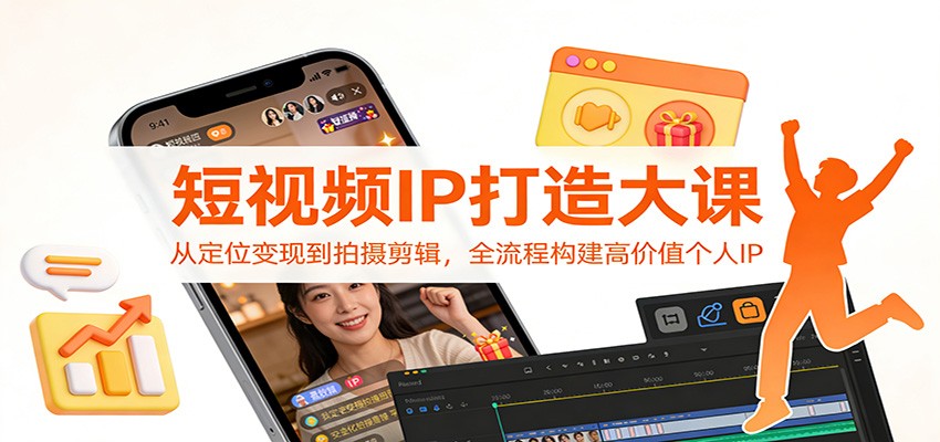 短视频IP打造大课：从定位变现到拍摄剪辑，全流程构建高价值个人IP-猴哥VIP资源站