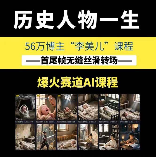 图片[1]-AI历史人物短视频创作，含IP打造、首尾帧无缝转场、智能体视频制作等核心教学内容-猴哥VIP资源站