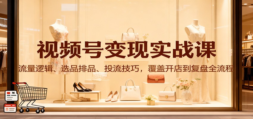 视频号变现实战课：流量逻辑、选品排品、投流技巧，覆盖开店到复盘全流程-猴哥VIP资源站