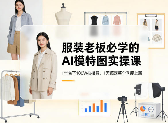服装老板必学的AI模特图实操课，1年省下100W拍摄费，1天搞定整个季度上新-猴哥VIP资源站