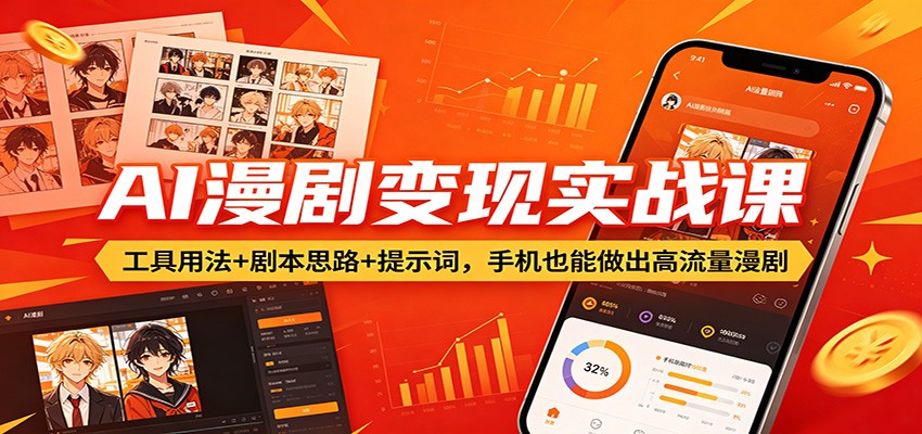 AI漫剧变现实战课：工具用法+剧本思路+提示词，手机也能做出高流量漫剧-猴哥VIP资源站