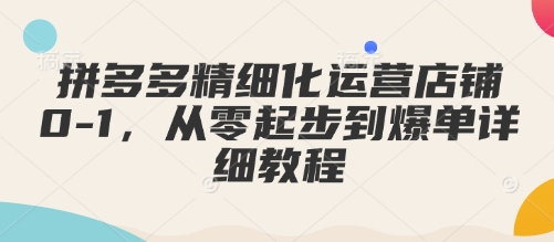 拼多多精细化运营店铺0-1,从零起步到爆单详细教程-猴哥VIP资源站