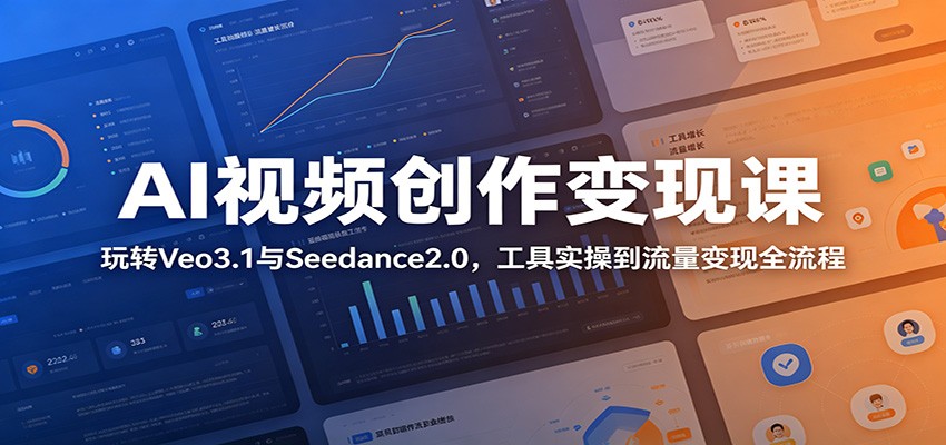 AI视频创作变现课：玩转Veo3.1与Seedance2.0，工具实操到流量变现全流程-猴哥VIP资源站