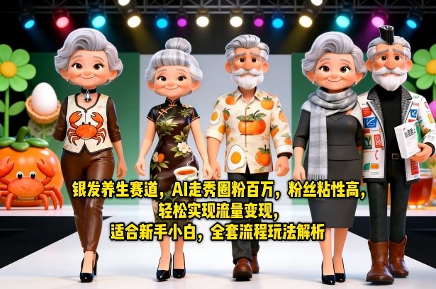 银发养生赛道，AI走秀圈粉百万，粉丝粘性高，轻松实现流量变现，适合新手小白，全套流程玩法解析-猴哥VIP资源站