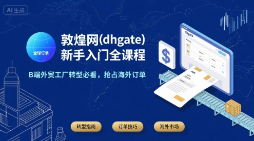 敦煌网(dhgate)新手入门全课程，B端外贸工厂转型必看，抢占海外订单-猴哥VIP资源站