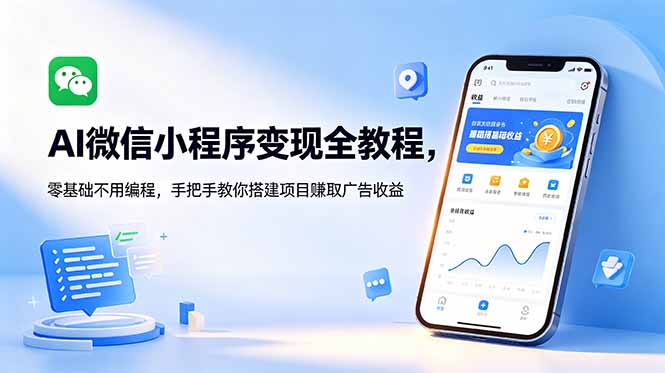 AI微信小程序变现全教程,零基础不用编程,手把手教你搭建项目赚取广告收益-猴哥VIP资源站