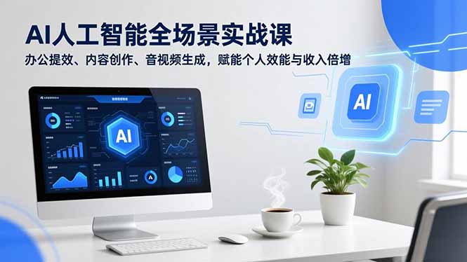 AI人工智能全场景实战课，办公提效、内容创作、音视频生成，赋能个人效能与收入倍增-猴哥VIP资源站