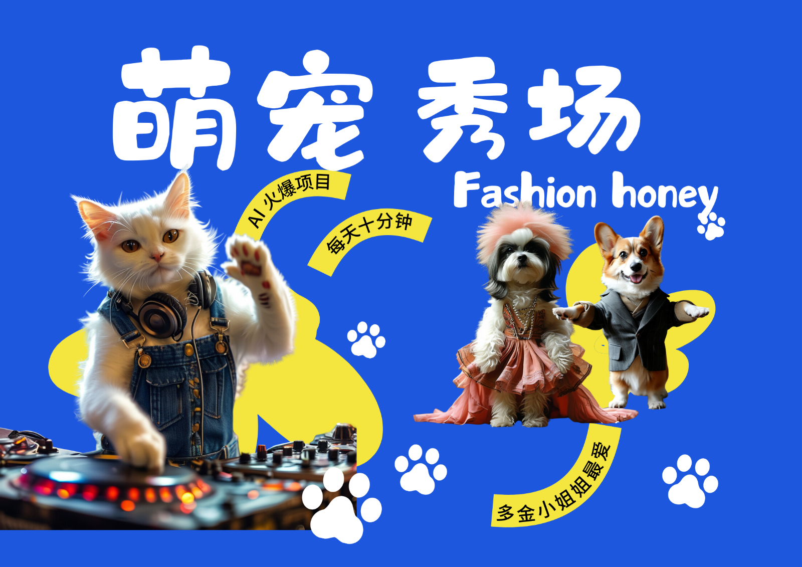 酷飒动物跳舞走秀 时尚喵FASHION汪 多金小姐姐最爱的 轻松月入破W-猴哥VIP资源站