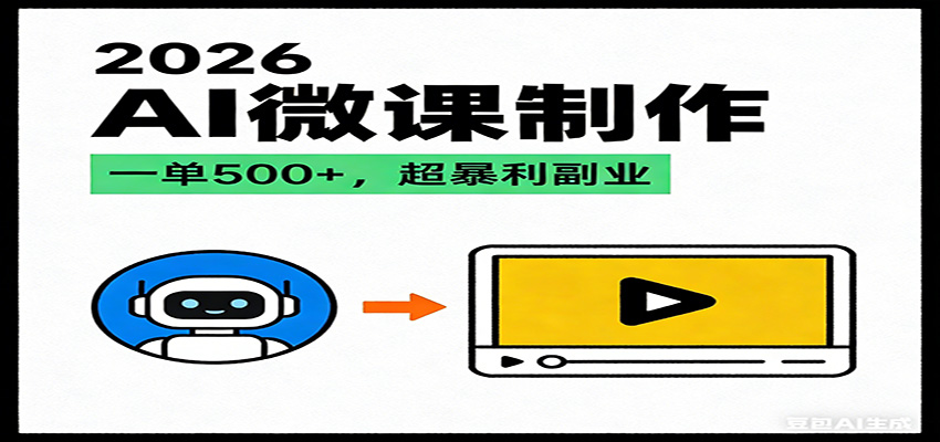 2026AI 风口最稳副业：微课代写制作，一单 500+，人人可做的蓝海项目-猴哥VIP资源站