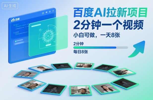 百度AI拉新项目，2分钟一个视频，小白可做，一天8张【附案例+保姆级教程】-猴哥VIP资源站