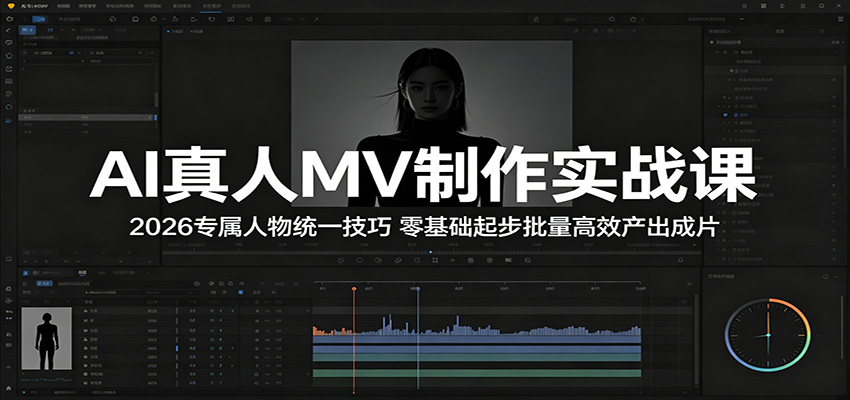 AI真人MV制作实战课：2026专属人物统一技巧，零基础起步批量高效产出成片-猴哥VIP资源站