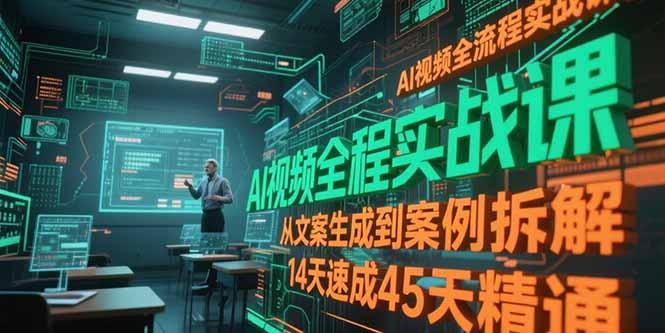 AI视频全流程实战课,从文案生成到案例拆解,14天速成45天精通-猴哥VIP资源站