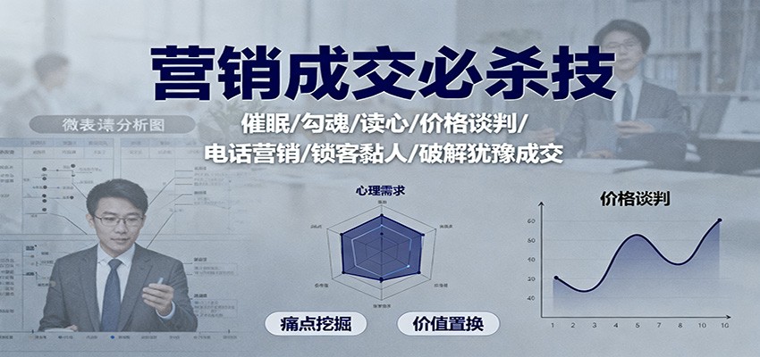 营销成交必杀技：催眠/勾魂/读心/价格谈判/电话营销/锁客黏人/破解犹豫成交-猴哥VIP资源站