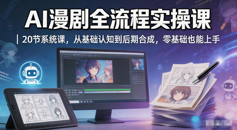 AI漫剧全流程实操课｜20节系统课，从基础认知到后期合成，零基础也能上手-猴哥VIP资源站