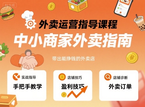 外卖运营指导课程，中小商家外卖指南，手把手带出能挣钱的外卖店-猴哥VIP资源站