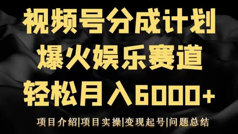 视频号创作分成计划之娱乐赛道轻松日入500+-猴哥VIP资源站