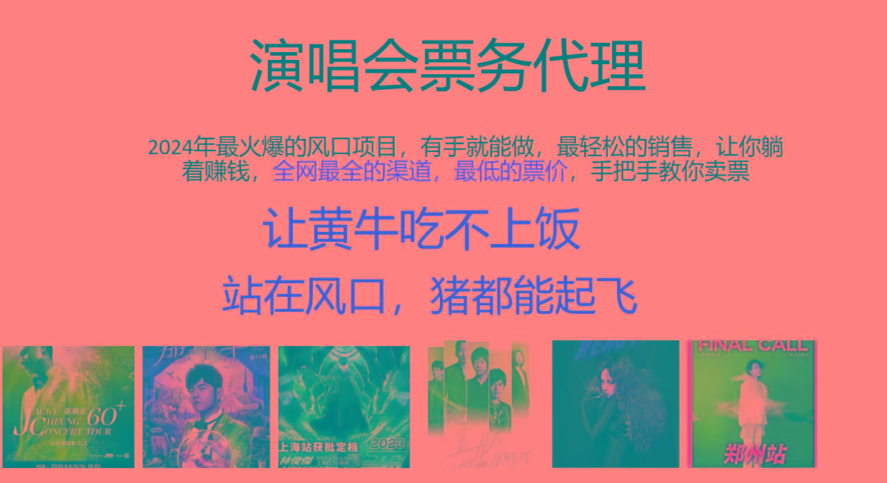 2024年最火爆风口项目，演唱会票务代理，日入2000+，一部手机就能搞定！-猴哥VIP资源站