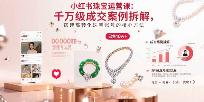 小红书珠宝运营课：千万级成交案例拆解，搭建高转化珠宝账号的核心方法-猴哥VIP资源站